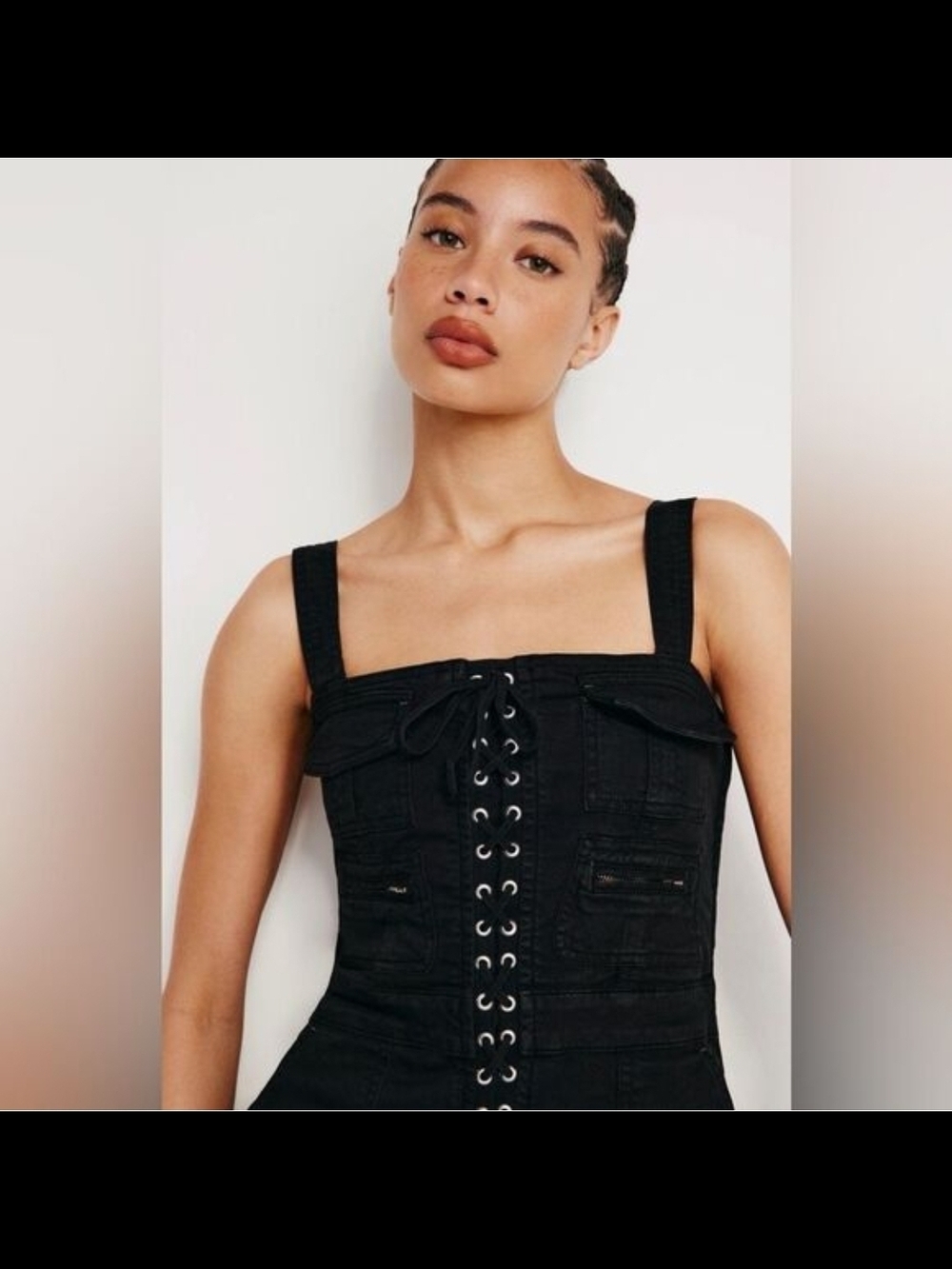 Good American Lace Up Cargo Tank Jumpsuit Medium NWT - Picture 4 of 10